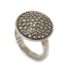 Oxidized Ring Silver 925 Sterling women marcasite stones C 342